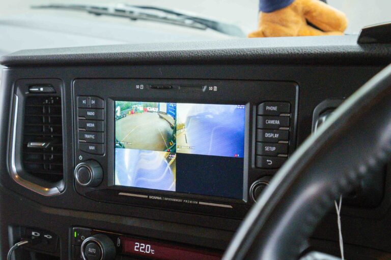 Truck dash monitor of camera views