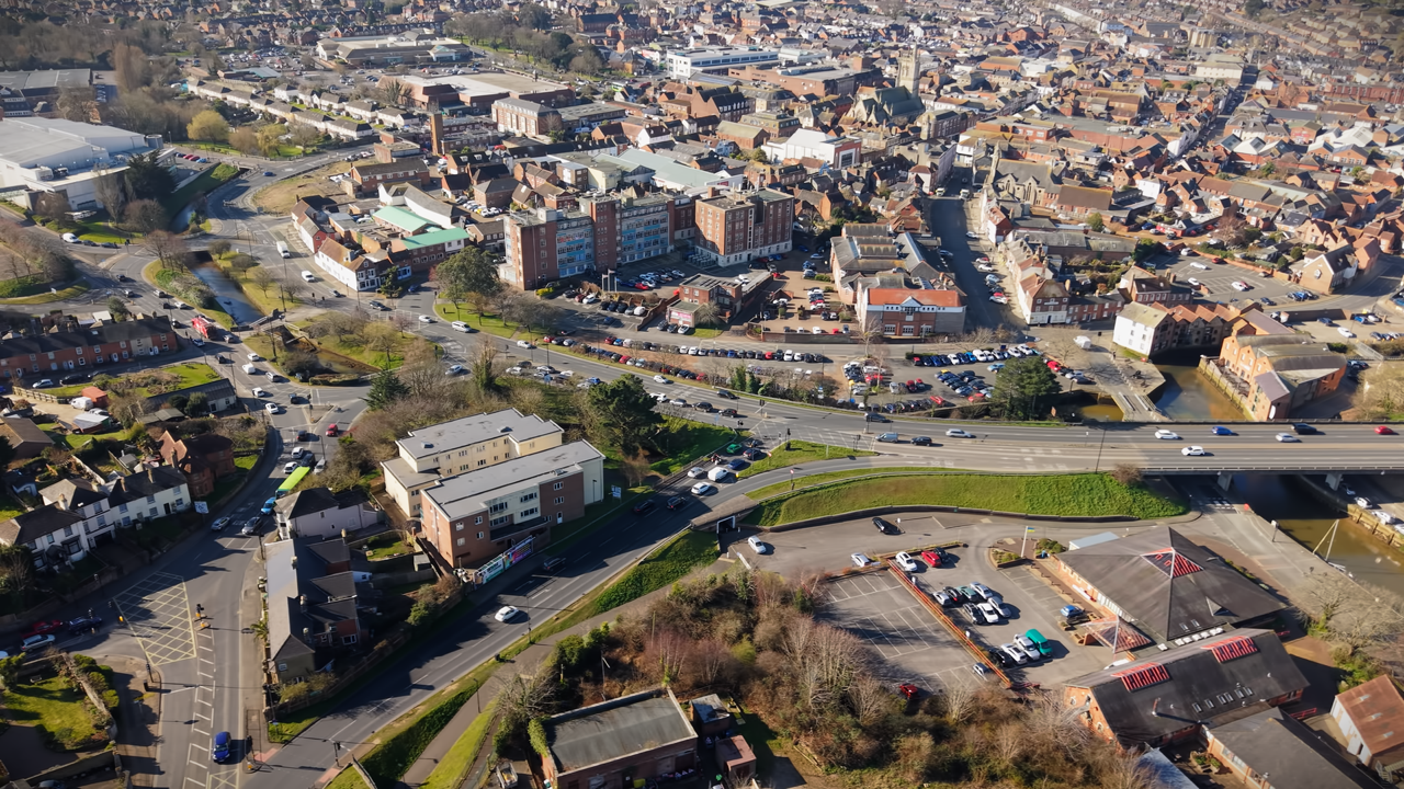 Aerial drone image of isle of white office