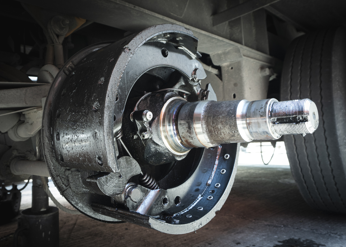 Brake pads of a truck trailer for repairing to change