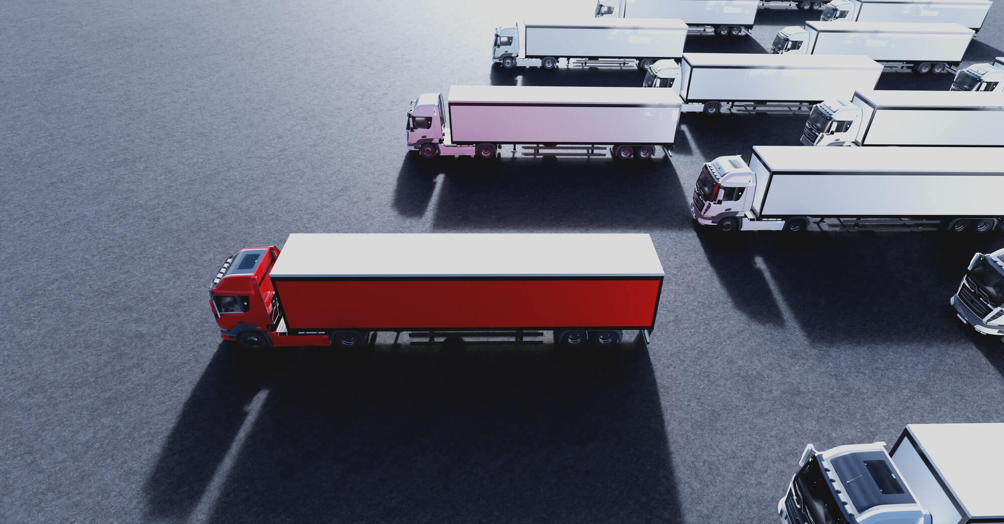 fleet of new heavy trucks with one selected transportation