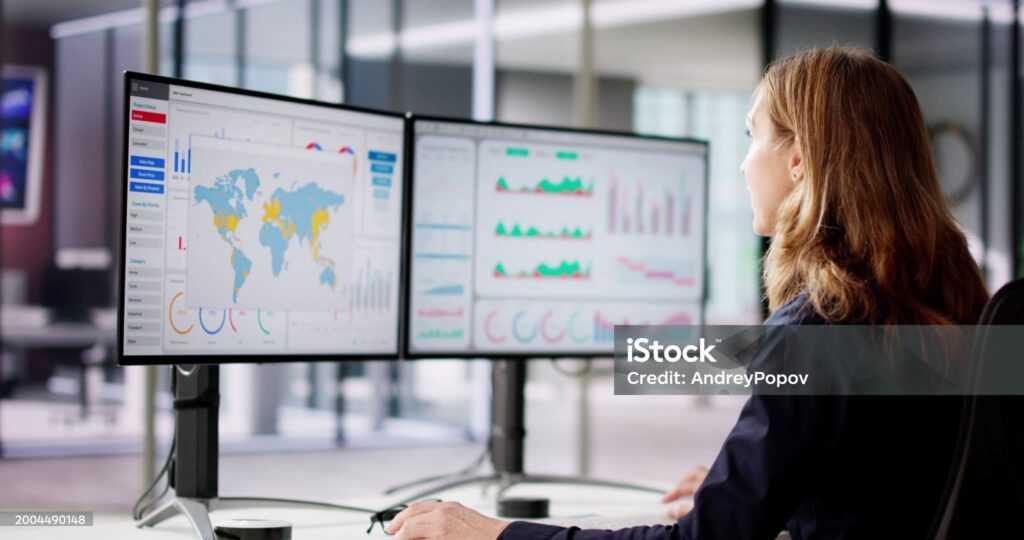 Unhappy Overwhelmed Business Woman Looking At Dashboard On Computer