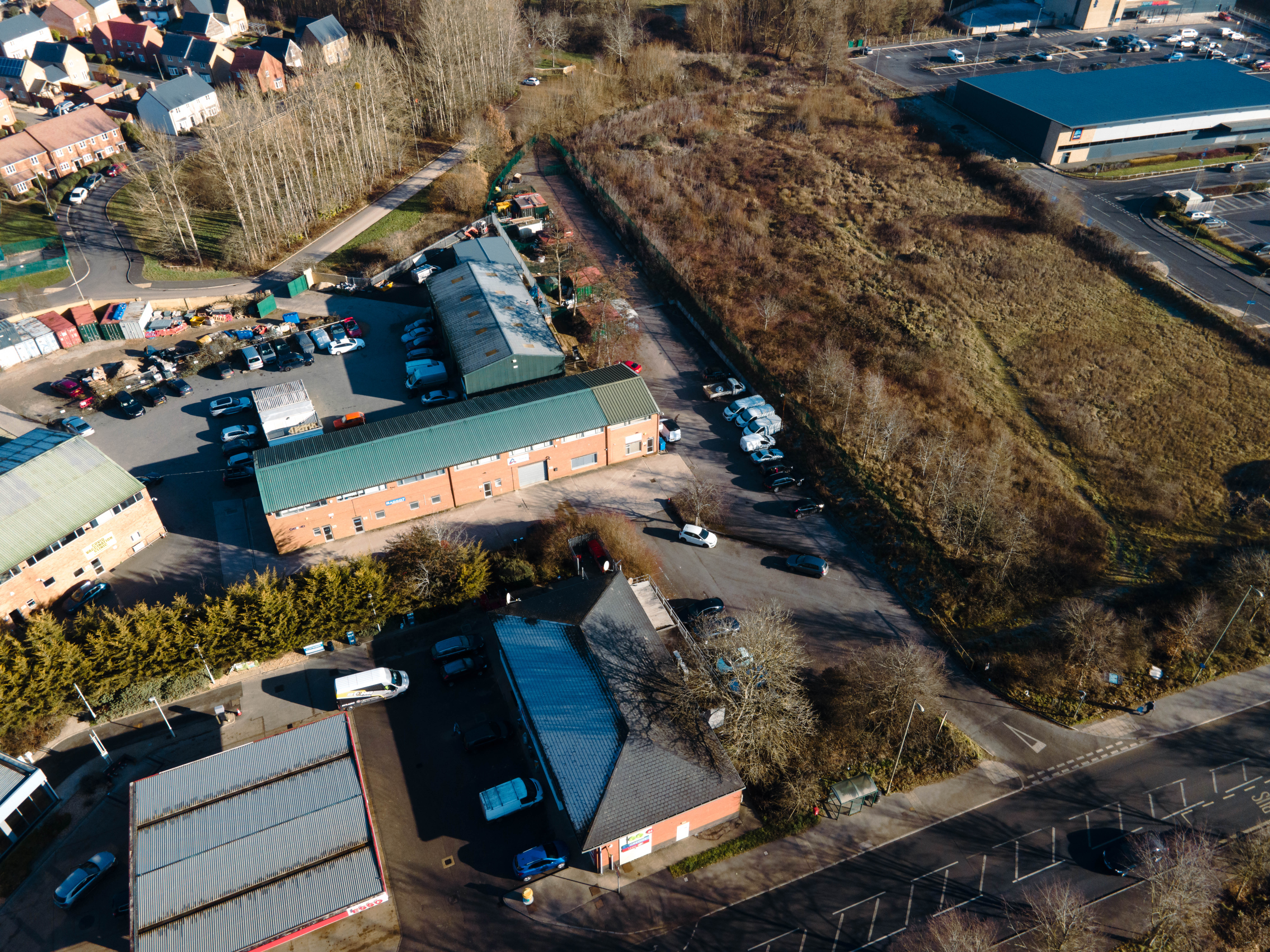 aerial shot of Office building