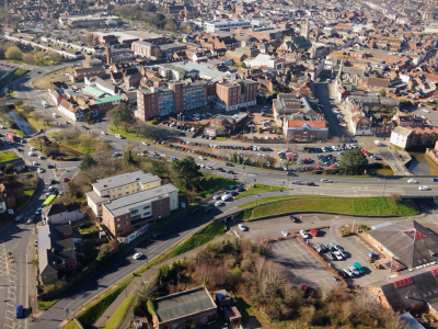 Aerial drone image of isle of white office